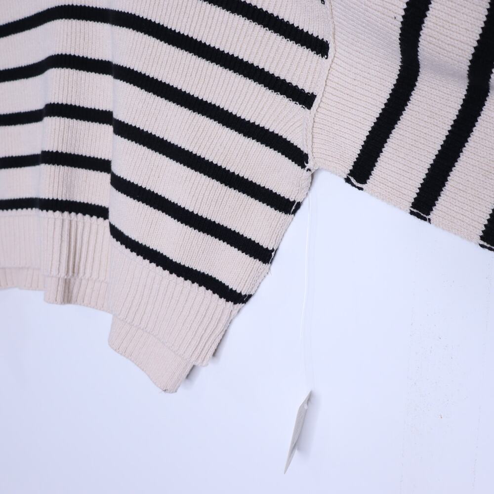 FREE PEOPLE Stripe Easy Street Crop Sweater NWT Pearl Combo Pullover Women's M - Picture 8 of 12